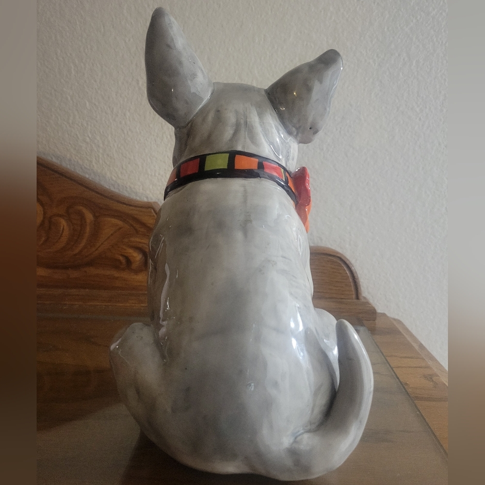 French Bulldog Ceramic Blue Sky Black & Orange Collar Halloween Approx 8" H X 4" - Picture 6 of 12